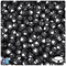 BeadTin Black Opaque 7mm Coin Plastic Alpha Beads - White Hearts (250pcs)